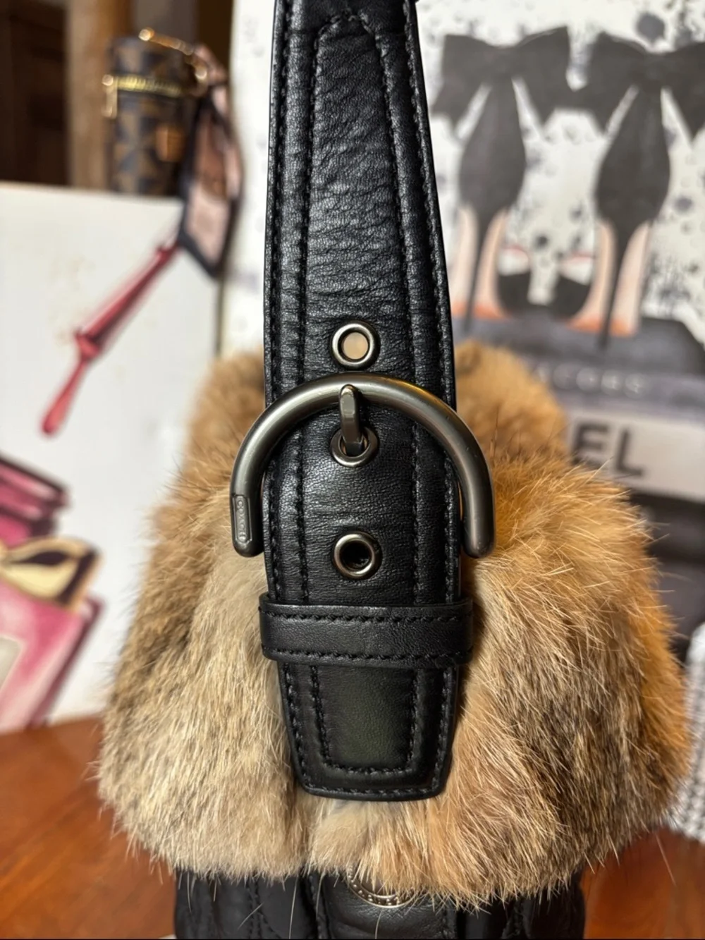 Coach Quilted Rabbit Fur "Ski Bunny" Hobo EUC - Picture 5 of 10